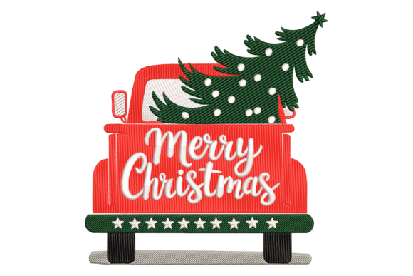 Review: Christmas Red Truck Tree Embroidery Design